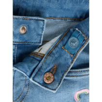 NAME IT Mom Jeans Bella Medium Blue Denim Rainbow Embroidery